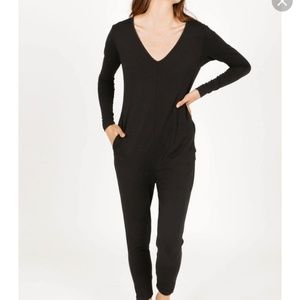Smash + Tess Black Long Sleeve V‑Neck Jumpsuit